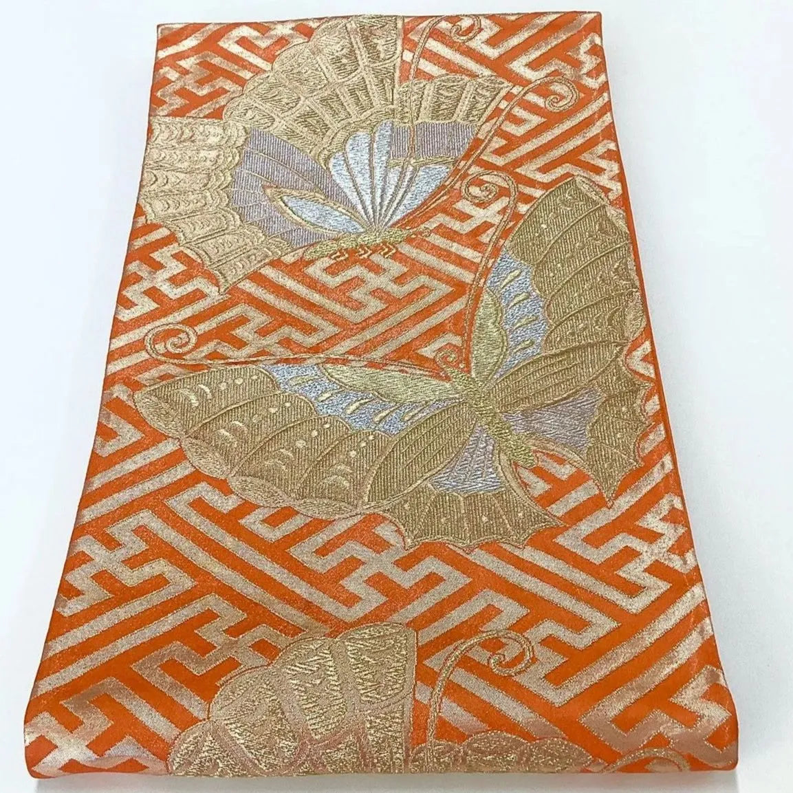 7023# Japanese Vintage Fukuro Obi Belt Kimono Fabric Silk Traditional Untailored