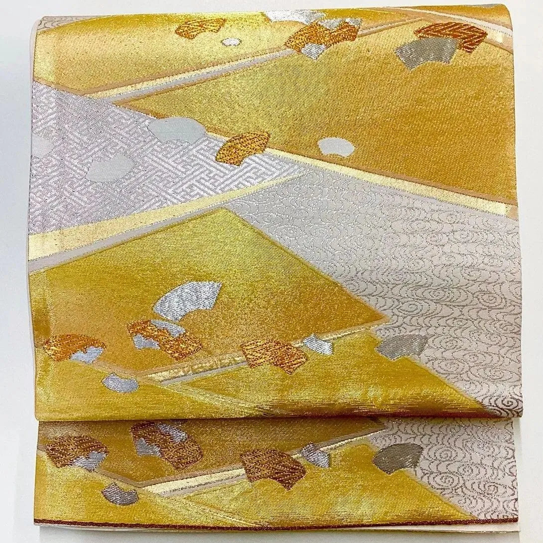 7026# Japanese Vintage Fukuro Obi Belt Kimono Fabric Silk Traditional