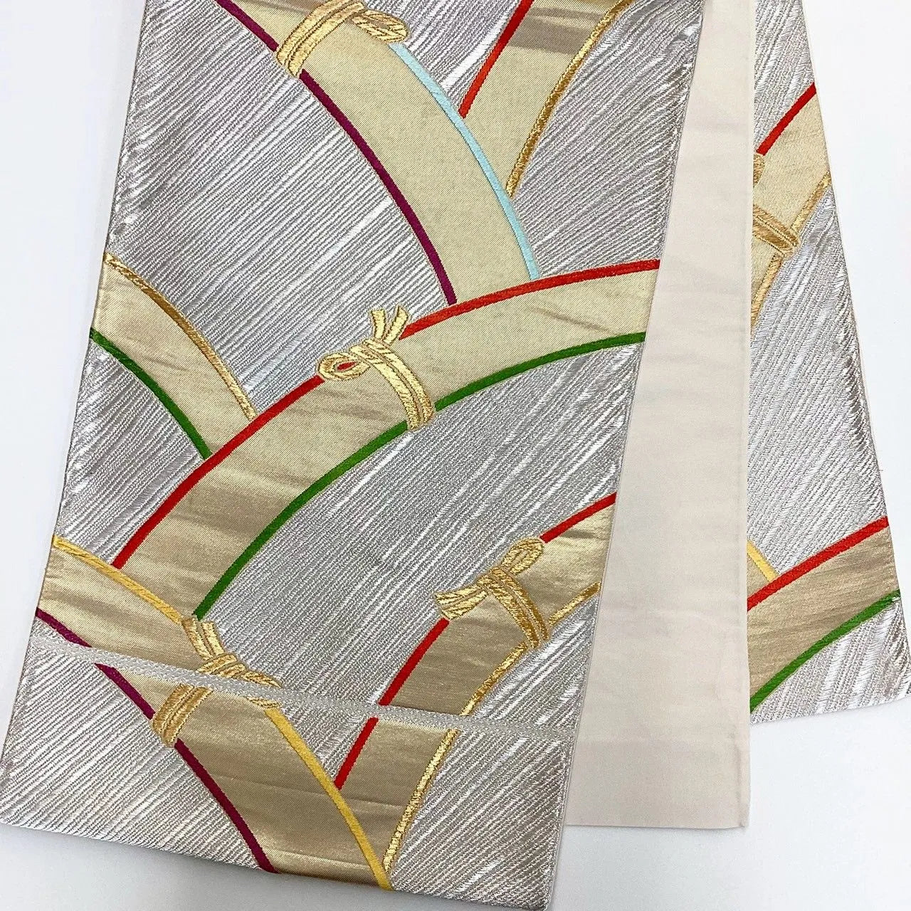 7032# Japanese Vintage Fukuro Obi Belt Kimono Fabric Silk Traditional Untailored