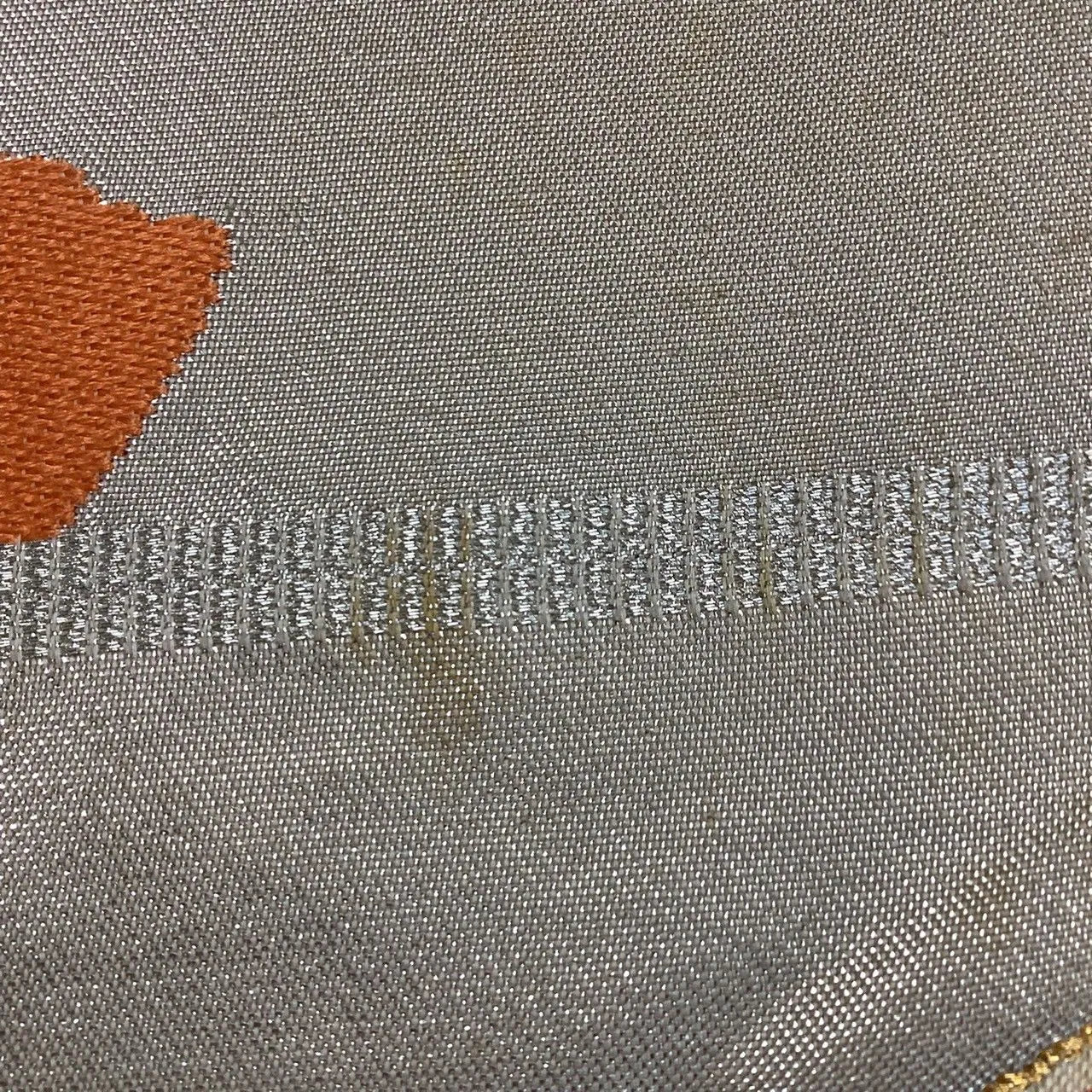 7033# Japanese Vintage Fukuro Obi Belt Kimono Fabric Silk Traditional Silver