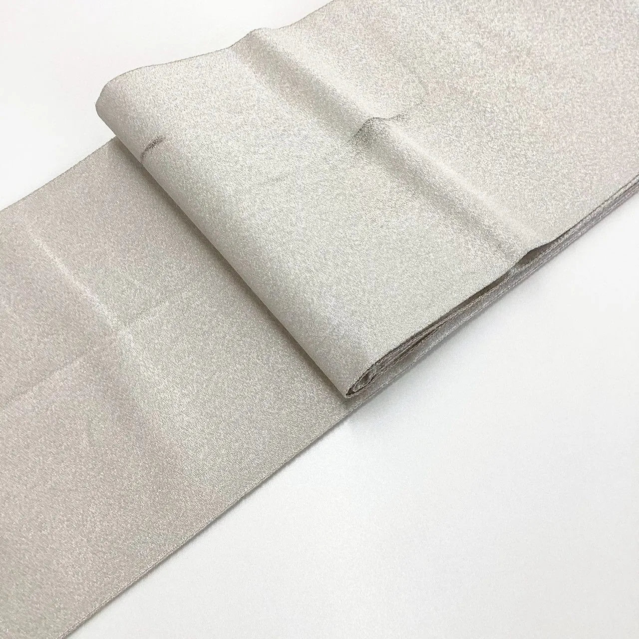 7034# Japanese Vintage Fukuro Obi Belt Kimono Fabric Silk Traditional Silver