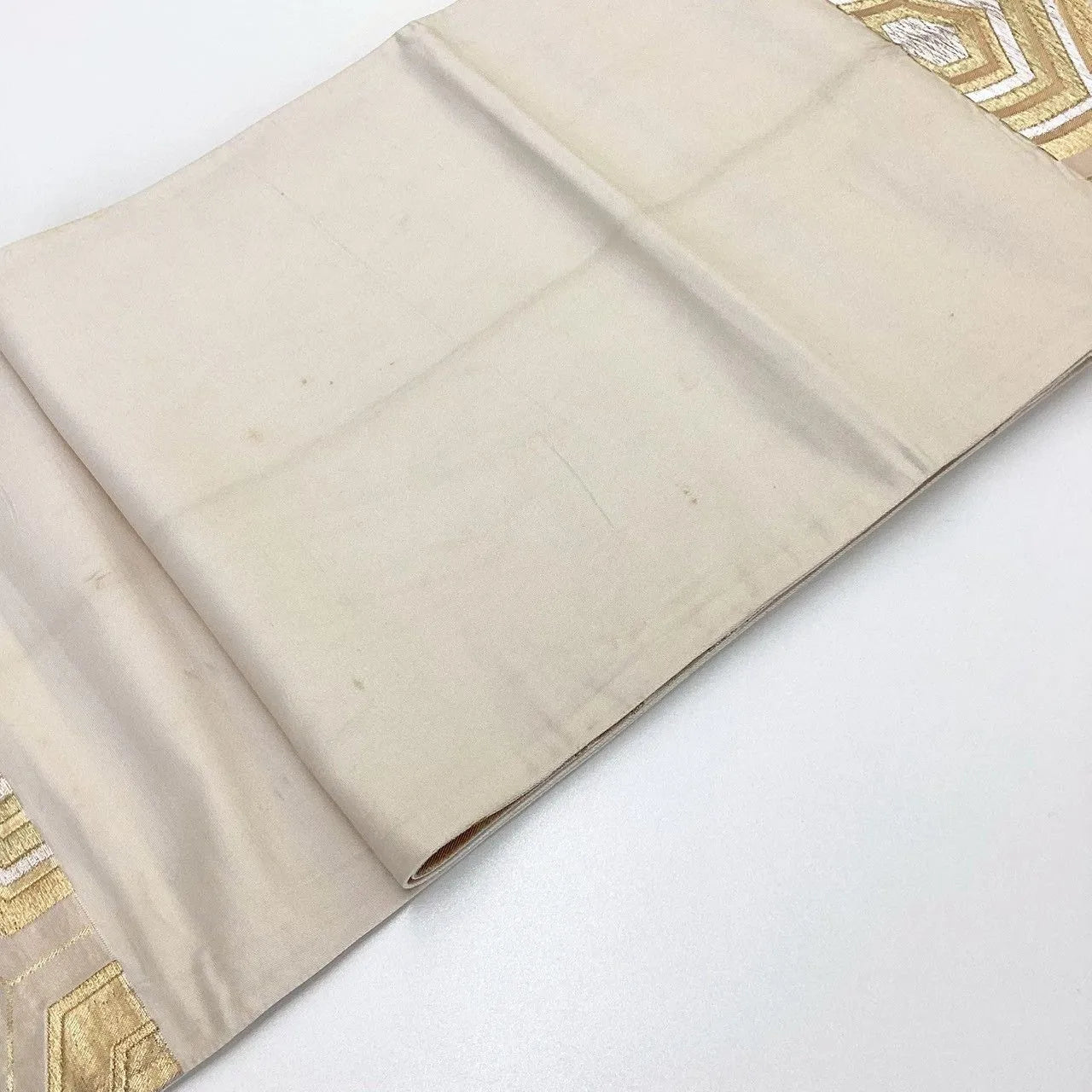 7035# Japanese Vintage Fukuro Obi Belt Kimono Fabric Silk Traditional Gold