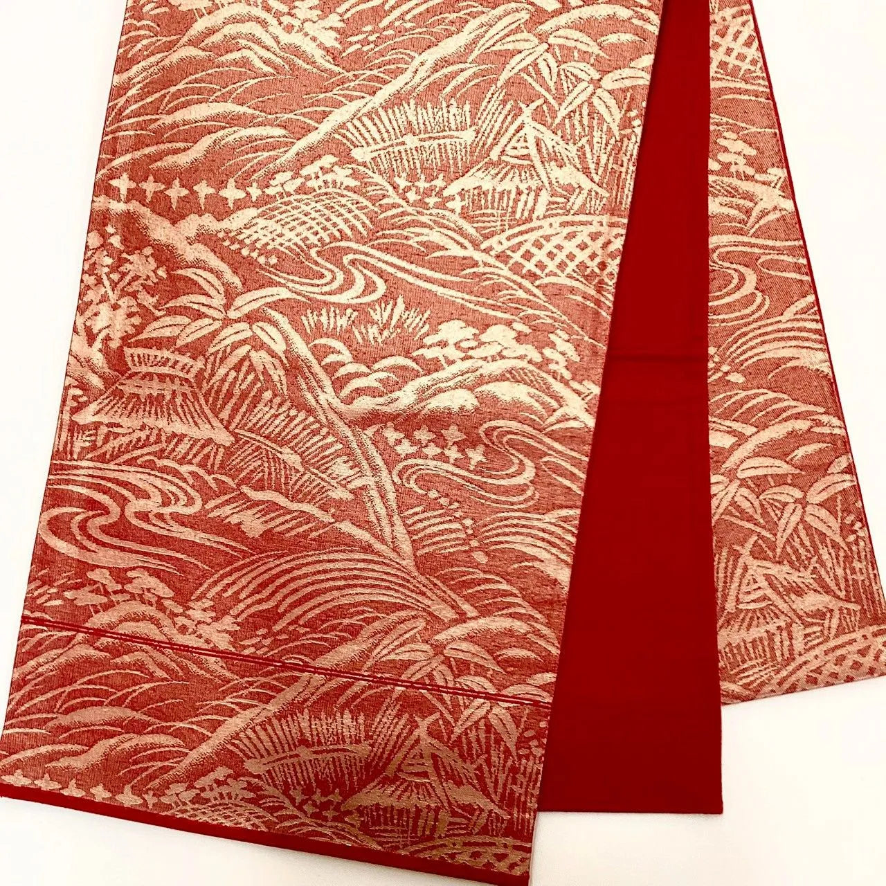 7036# Japanese Vintage Fukuro Obi Belt Kimono Fabric Silk Traditional