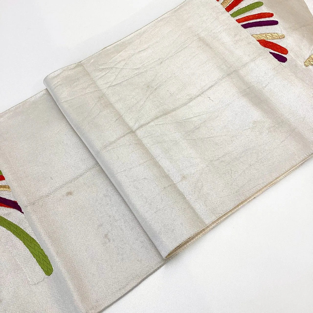 7039# Japanese Vintage Fukuro Obi Belt Kimono Fabric Silk Traditional Embroidery