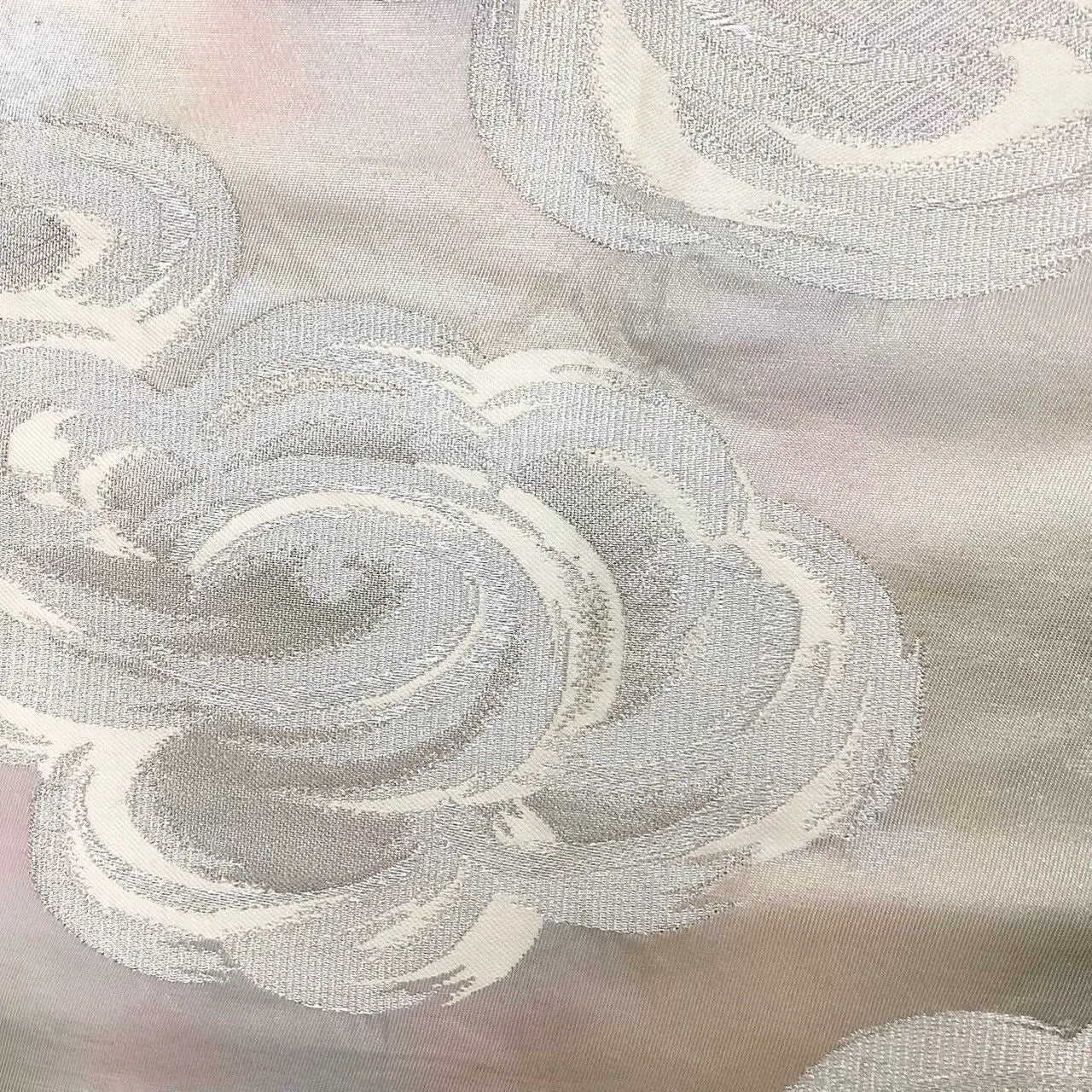 7040# Japanese Vintage Fukuro Obi Belt Kimono Fabric Silk Traditional Silver