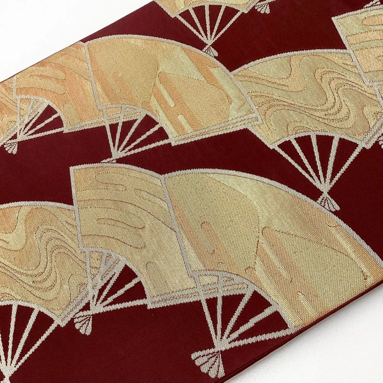 7042# Japanese Vintage Fukuro Obi Belt Kimono Fabric Silk Traditional