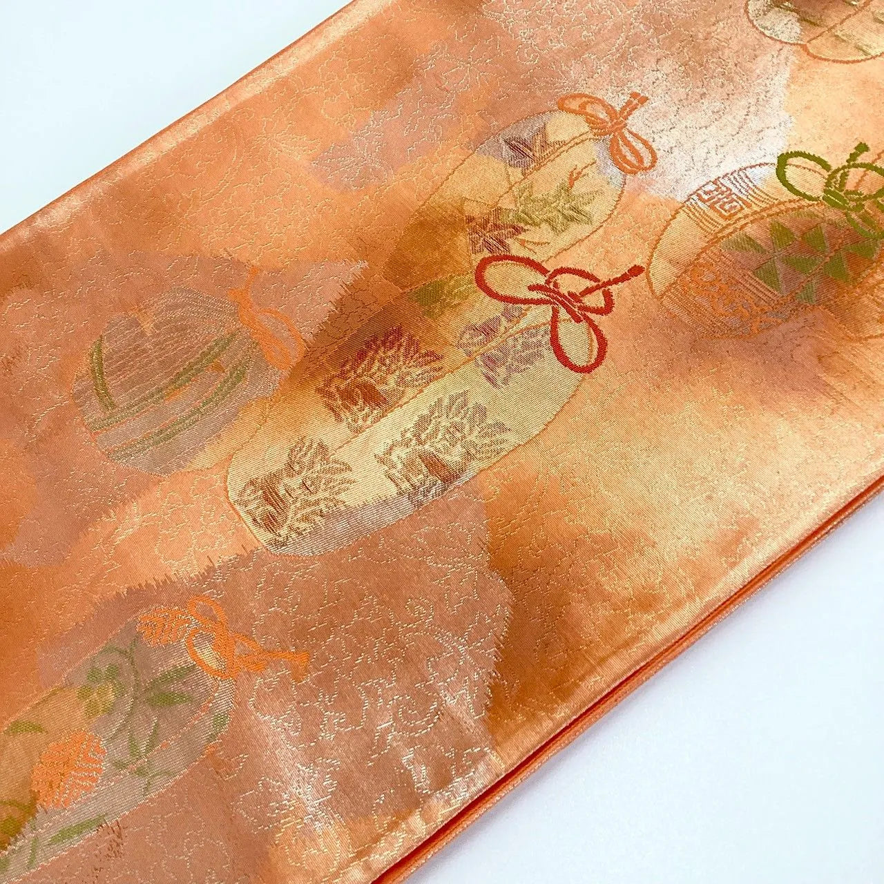 7044# Japanese Vintage Fukuro Obi Belt Kimono Fabric Silk Traditional