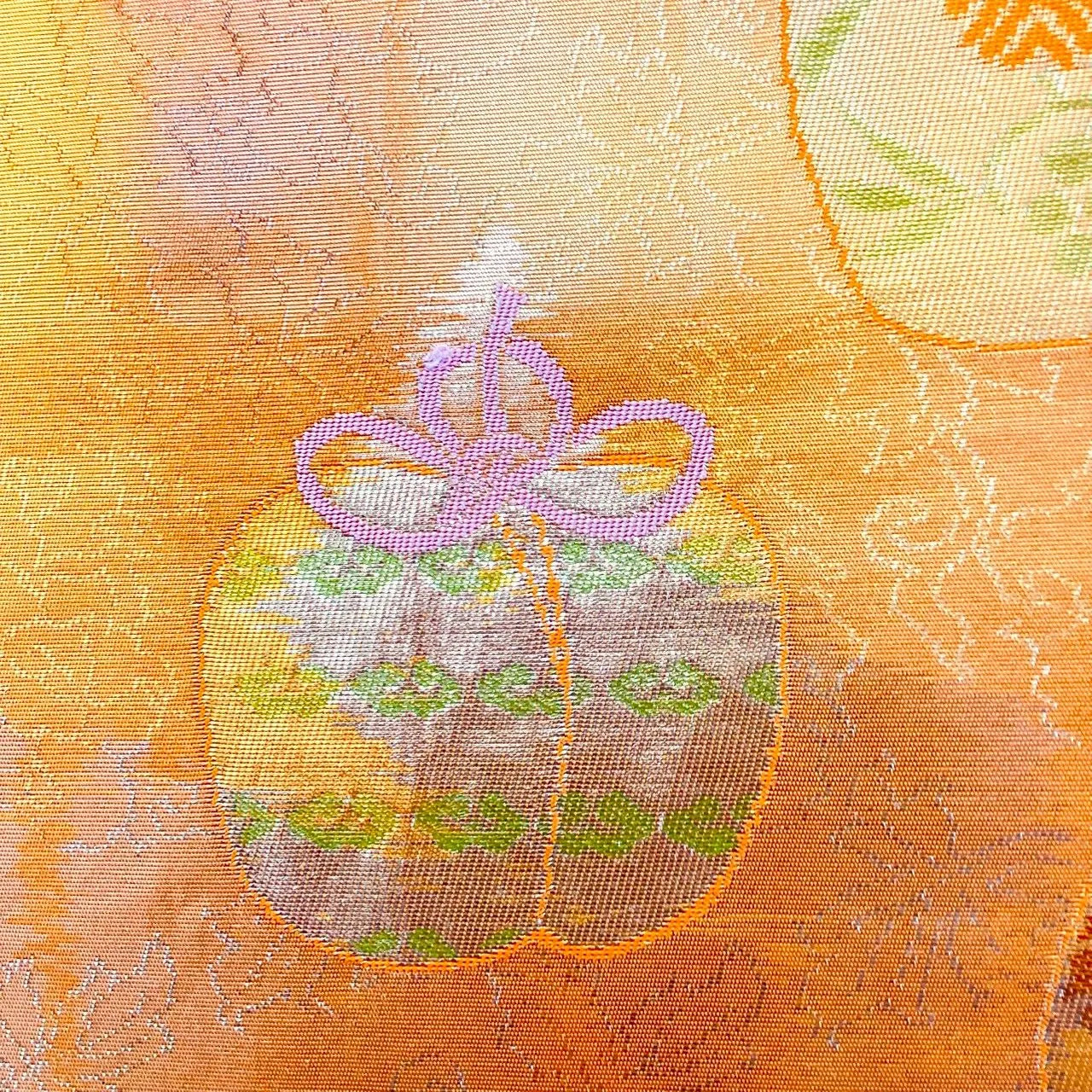 7044# Japanese Vintage Fukuro Obi Belt Kimono Fabric Silk Traditional