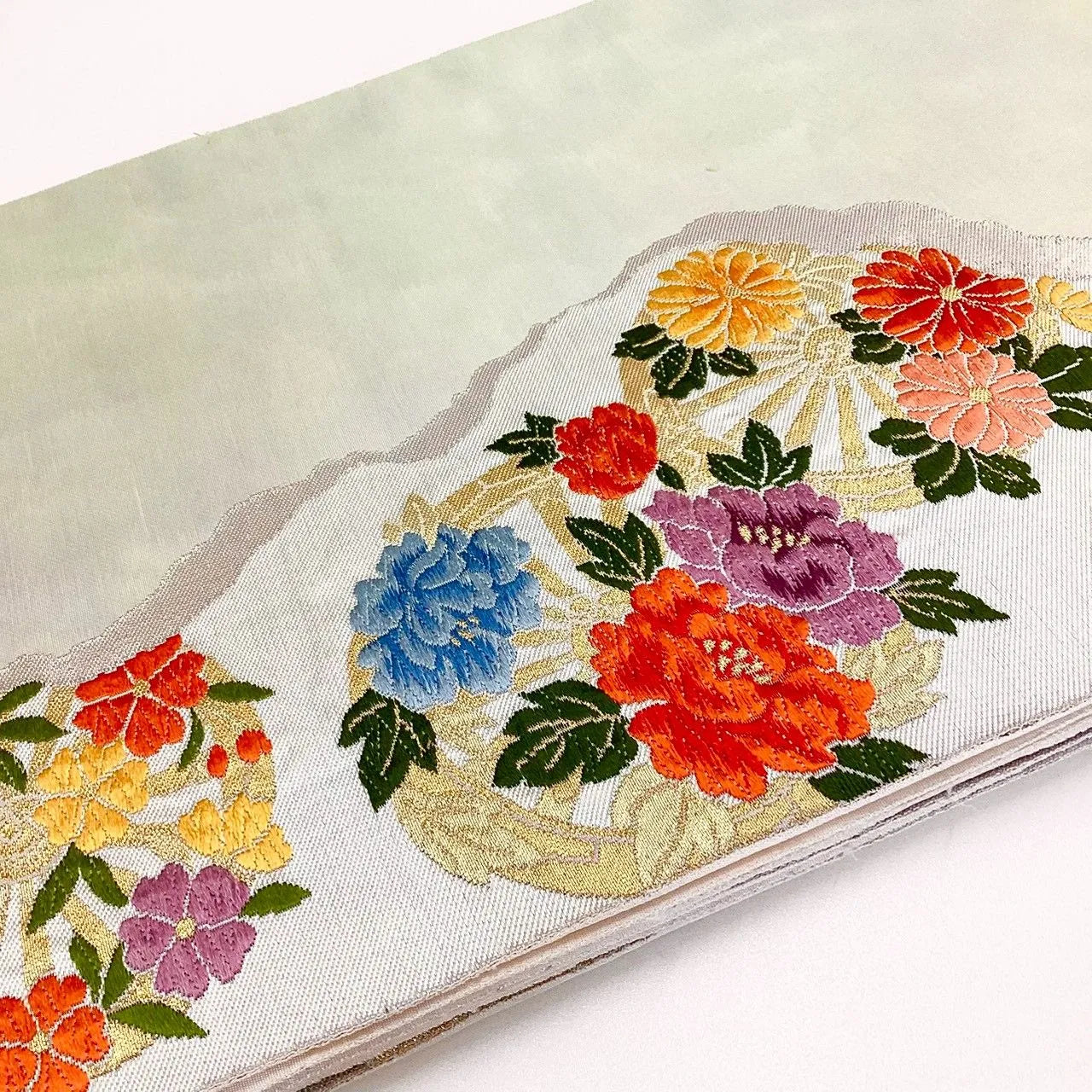 7047# Japanese Vintage Fukuro Obi Belt Kimono Fabric Silk Traditional