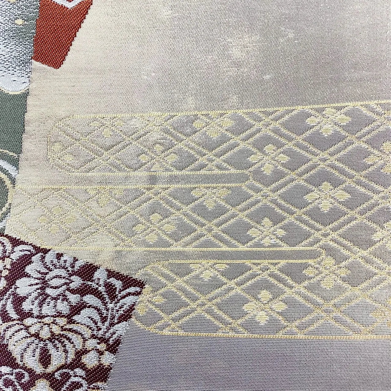 7049# Japanese Vintage Fukuro Obi Belt Kimono Fabric Silk Traditional