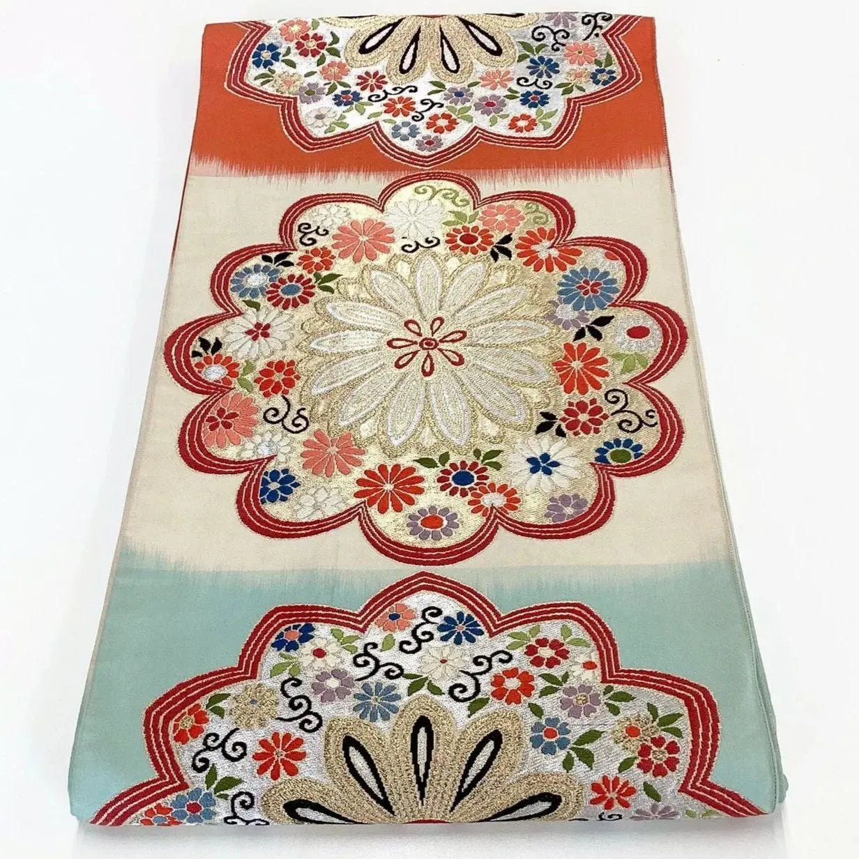 7029# Japanese Vintage Fukuro Obi Belt Kimono Fabric Silk Traditional