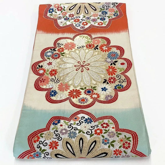 7029# Japanese Vintage Fukuro Obi Belt Kimono Fabric Silk Traditional