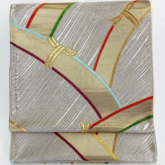 7032# Japanese Vintage Fukuro Obi Belt Kimono Fabric Silk Traditional Untailored