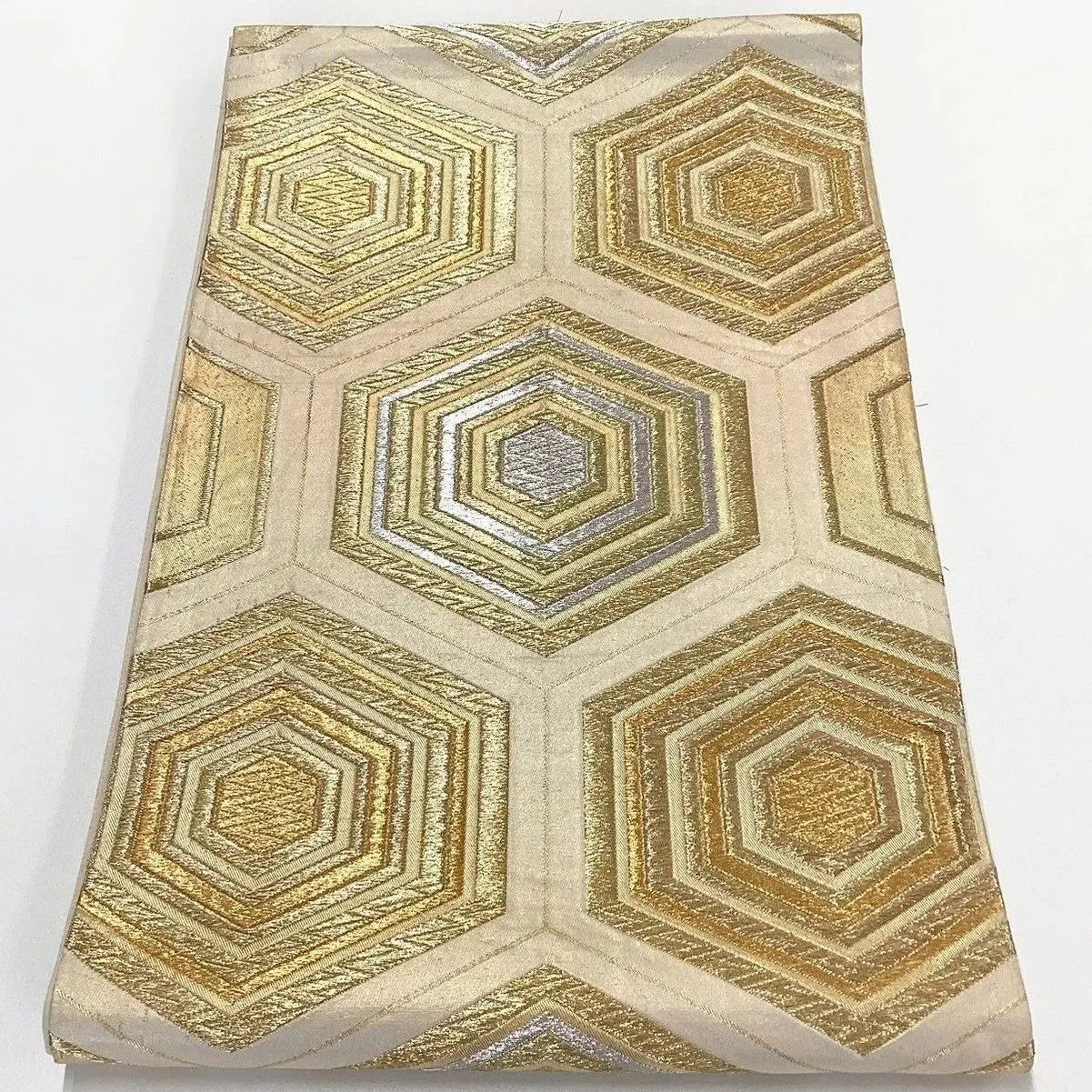 7035# Japanese Vintage Fukuro Obi Belt Kimono Fabric Silk Traditional Gold