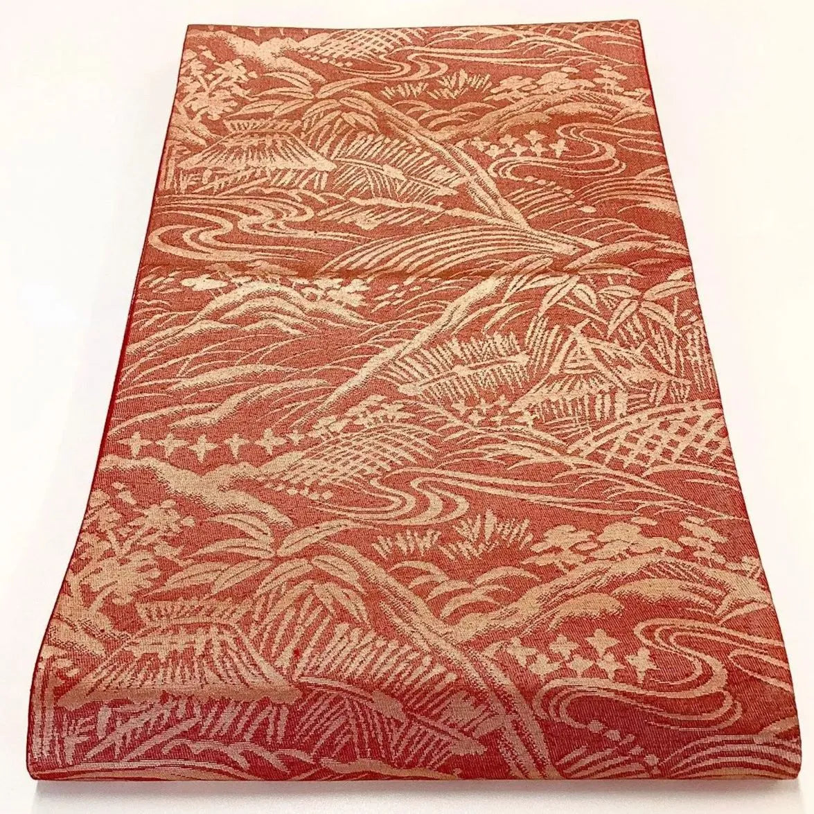 7036# Japanese Vintage Fukuro Obi Belt Kimono Fabric Silk Traditional