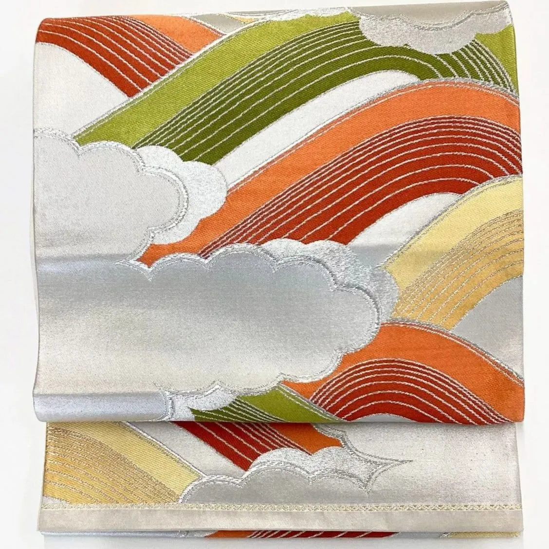 7037# Japanese Vintage Fukuro Obi Belt Kimono Fabric Silk Traditional