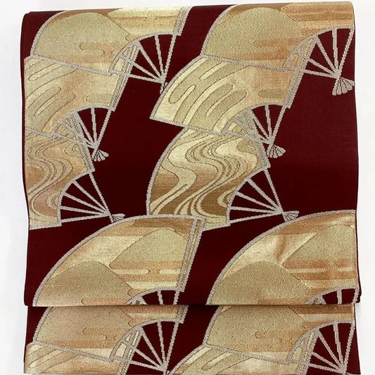 7042# Japanese Vintage Fukuro Obi Belt Kimono Fabric Silk Traditional