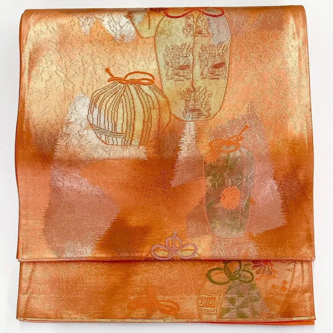 7044# Japanese Vintage Fukuro Obi Belt Kimono Fabric Silk Traditional