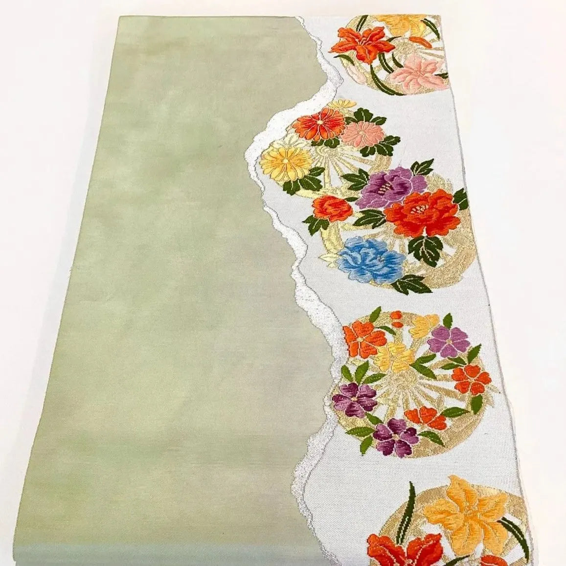 7047# Japanese Vintage Fukuro Obi Belt Kimono Fabric Silk Traditional