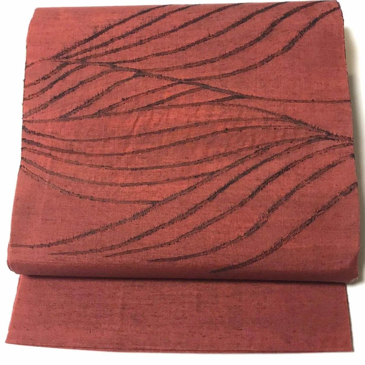 7048# Japanese Vintage Fukuro Obi Belt Kimono Pongee Fabric Silk Traditional