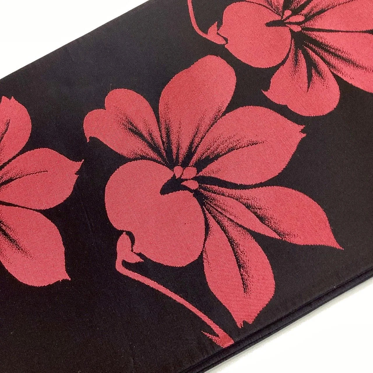 7051# Japanese Vintage Fukuro Obi Belt Kimono Fabric Silk Traditional Black