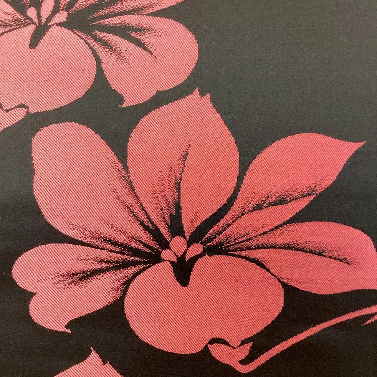 7051# Japanese Vintage Fukuro Obi Belt Kimono Fabric Silk Traditional Black