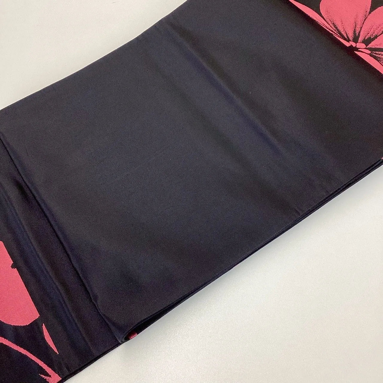 7051# Japanese Vintage Fukuro Obi Belt Kimono Fabric Silk Traditional Black