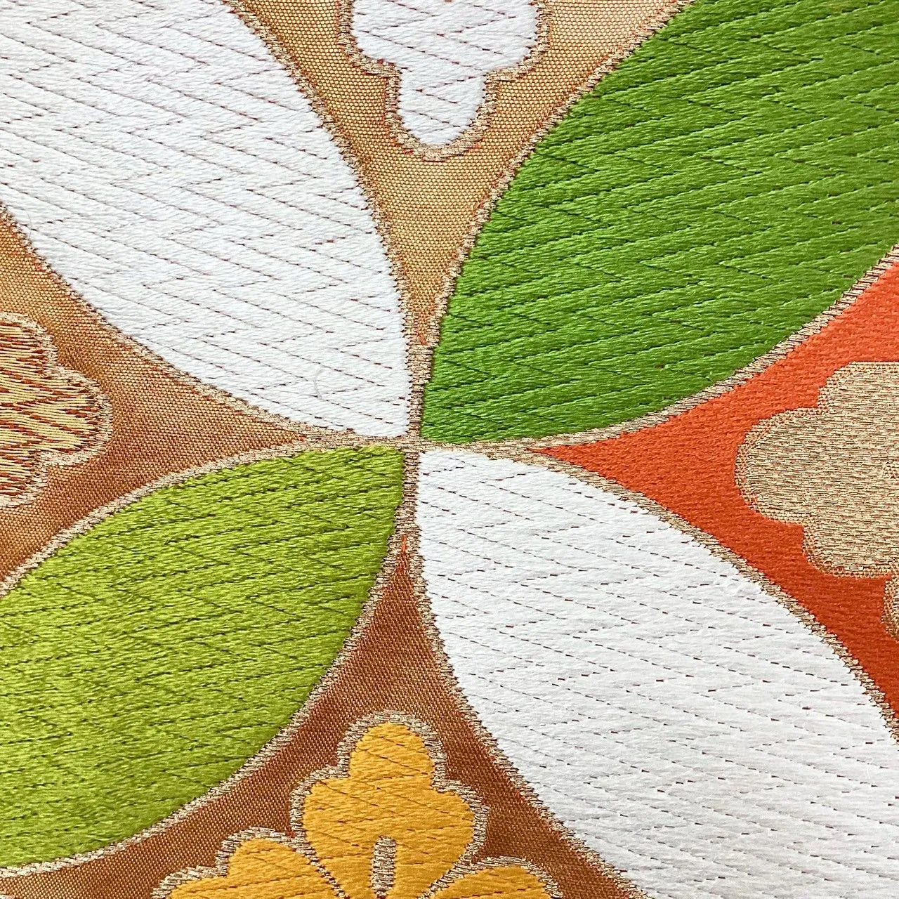 7052# Japanese Vintage Fukuro Obi Belt Kimono Fabric Silk Traditional Embroidery