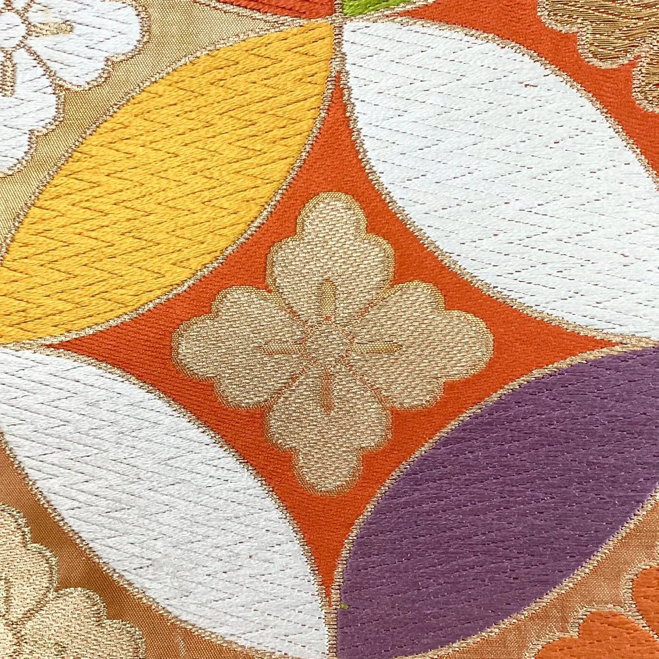 7052# Japanese Vintage Fukuro Obi Belt Kimono Fabric Silk Traditional Embroidery