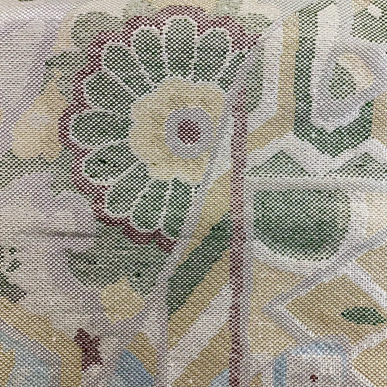 7053# Japanese Vintage Fukuro Obi Belt Kimono Fabric Silk Traditional Silver