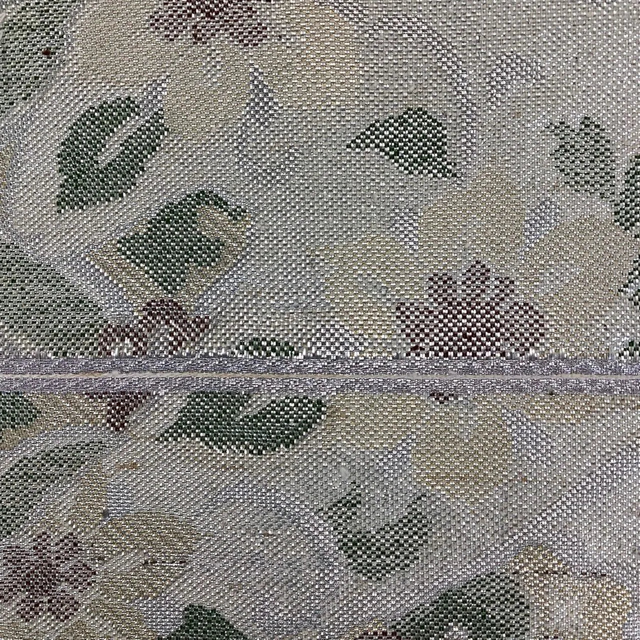 7053# Japanese Vintage Fukuro Obi Belt Kimono Fabric Silk Traditional Silver