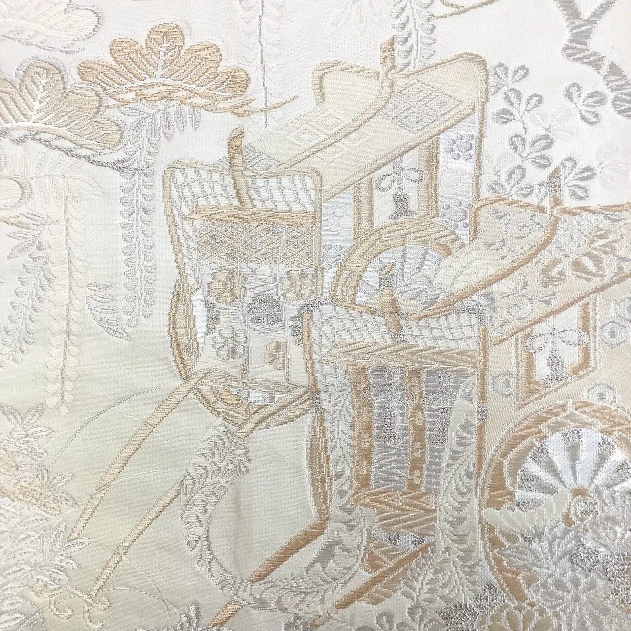 7054# Japanese Vintage Fukuro Obi Belt Kimono Fabric Silk All-over pattern　