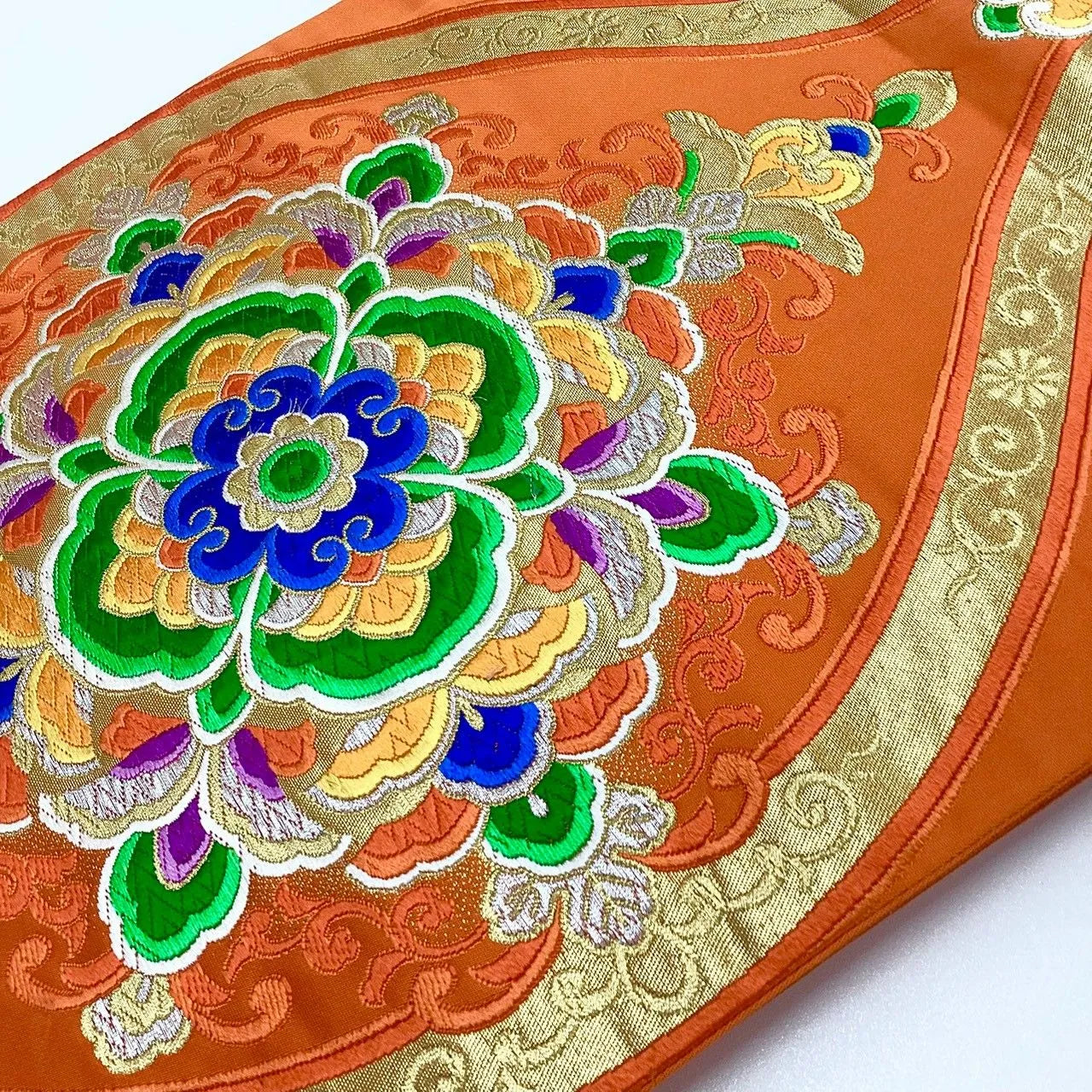 7056# Japanese Vintage Fukuro Obi Belt Kimono Fabric Silk Traditional Embroidery