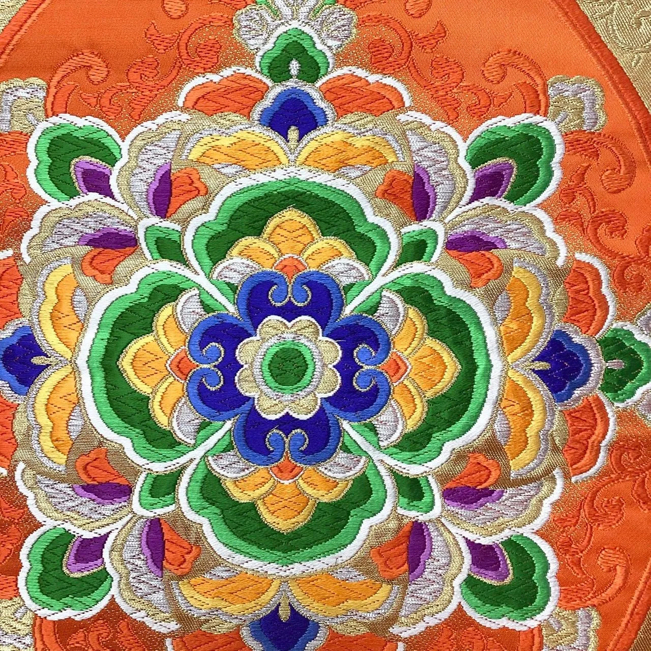 7056# Japanese Vintage Fukuro Obi Belt Kimono Fabric Silk Traditional Embroidery