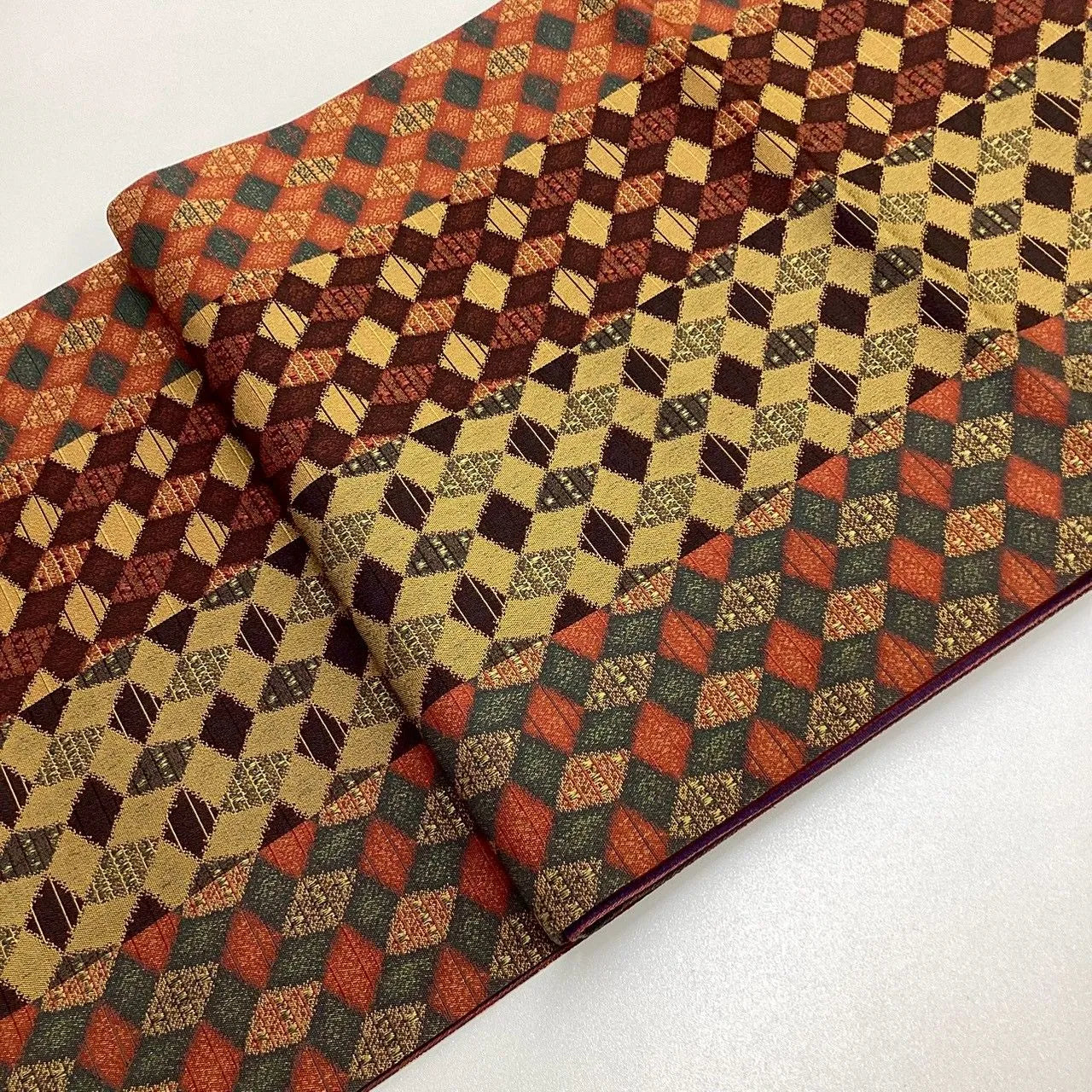 7057# Japanese Vintage Fukuro Obi Belt Kimono Fabric Silk All-over pattern　