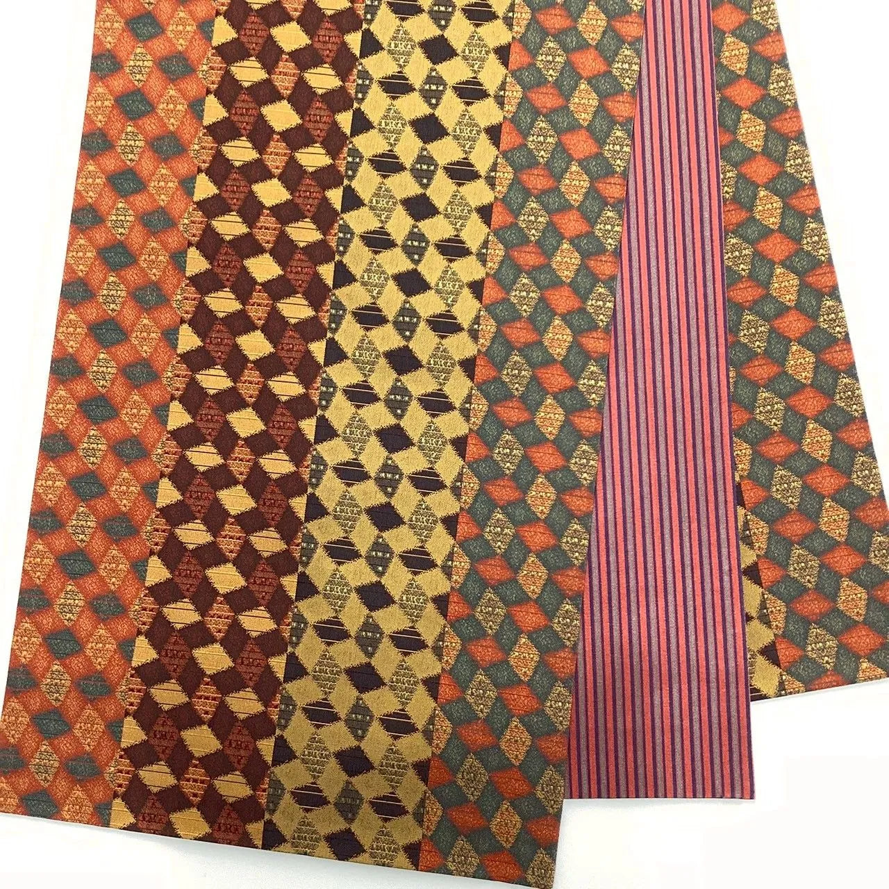 7057# Japanese Vintage Fukuro Obi Belt Kimono Fabric Silk All-over pattern　