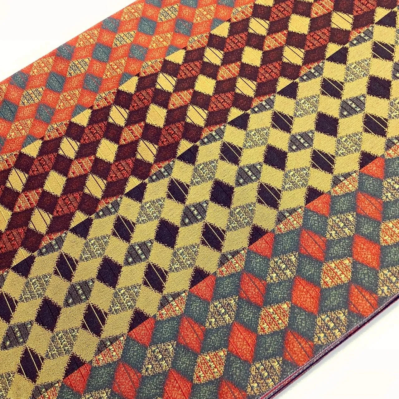 7057# Japanese Vintage Fukuro Obi Belt Kimono Fabric Silk All-over pattern　