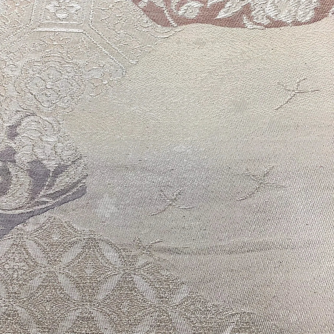 7060# Japanese Vintage Fukuro Obi Belt Kimono Fabric Silk Traditional Silver