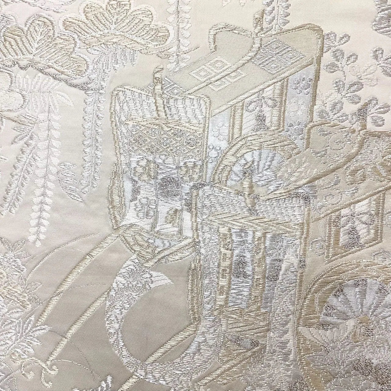 7061# Japanese Vintage Fukuro Obi Belt Kimono Fabric Silk All-over pattern　