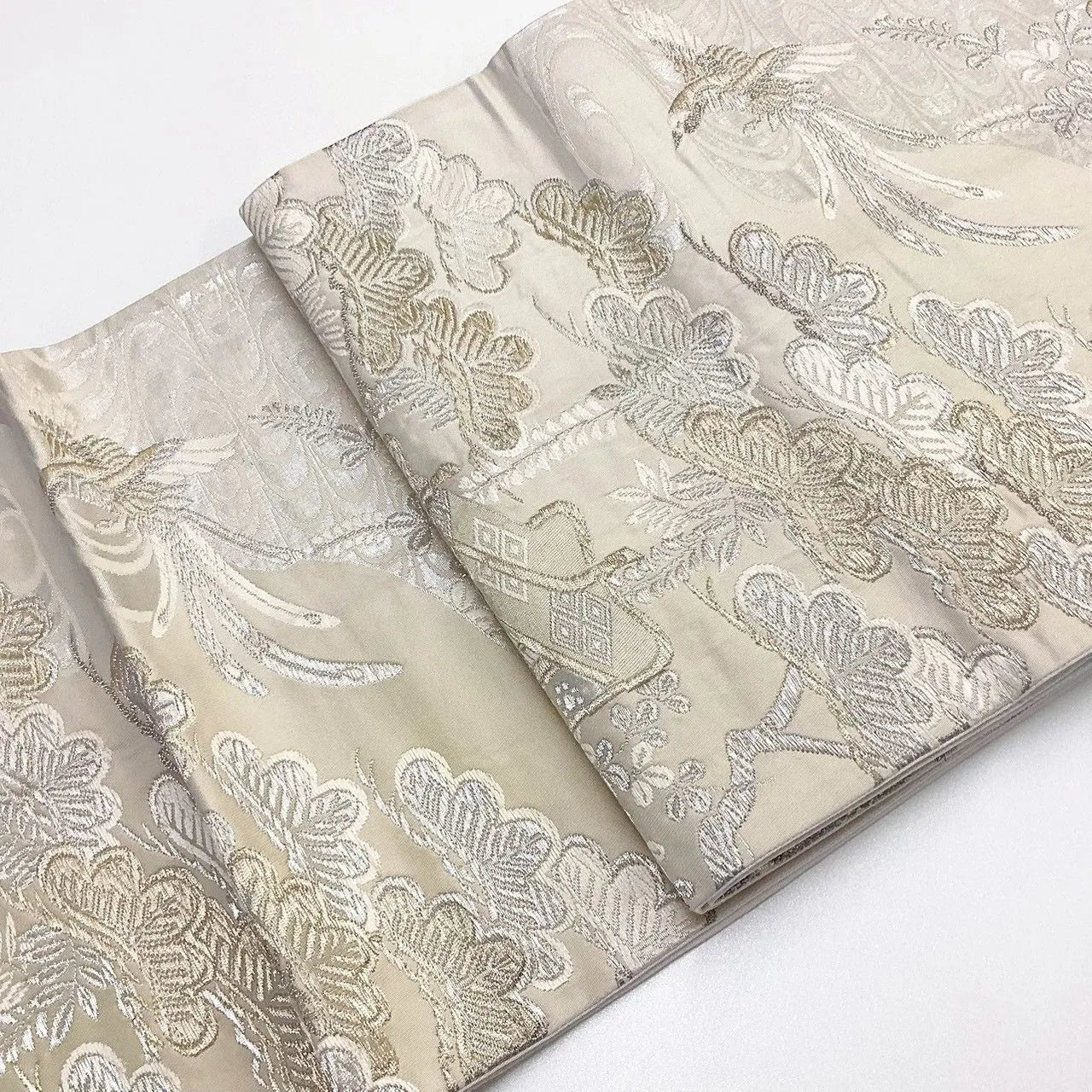 7061# Japanese Vintage Fukuro Obi Belt Kimono Fabric Silk All-over pattern　