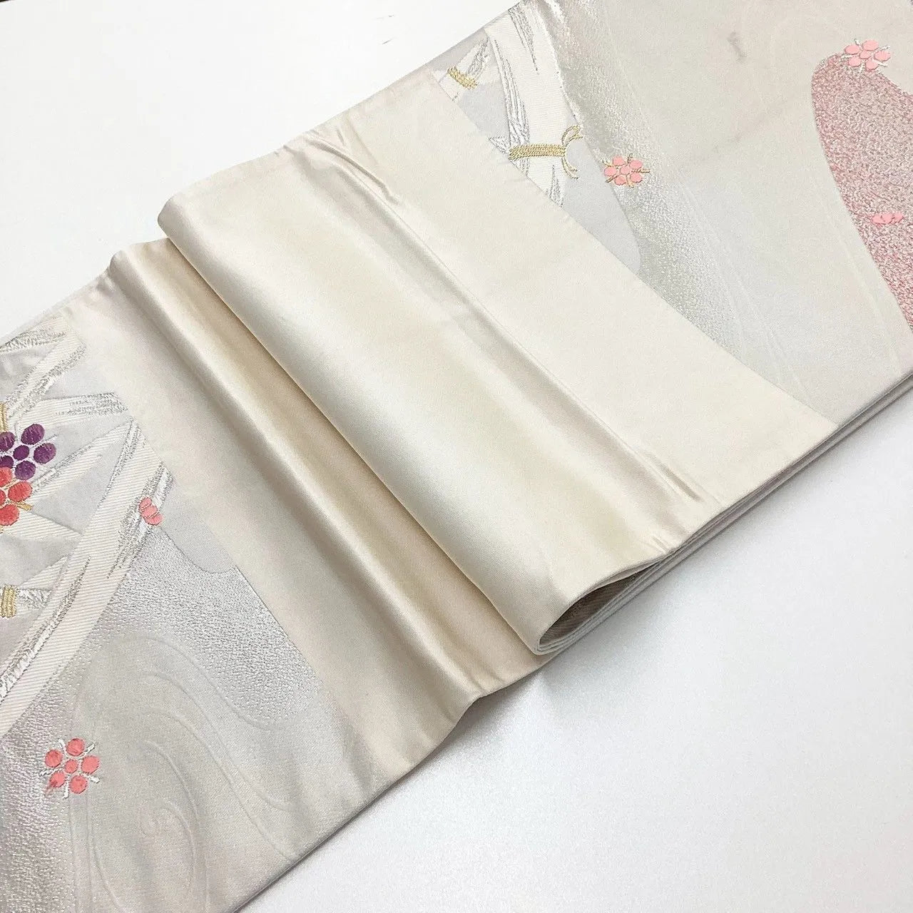 7063# Japanese Vintage Fukuro Obi Belt Kimono Fabric Silk Traditional