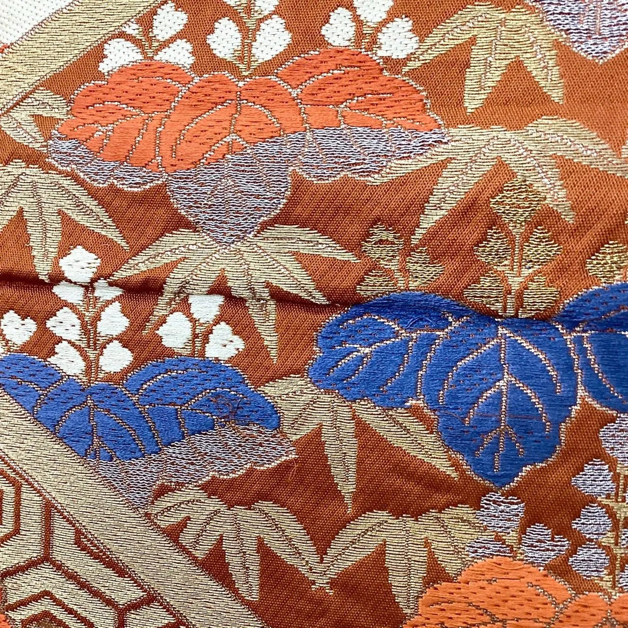 7064# Japanese Vintage Fukuro Obi Belt Kimono Fabric Silk Traditional Unfinished