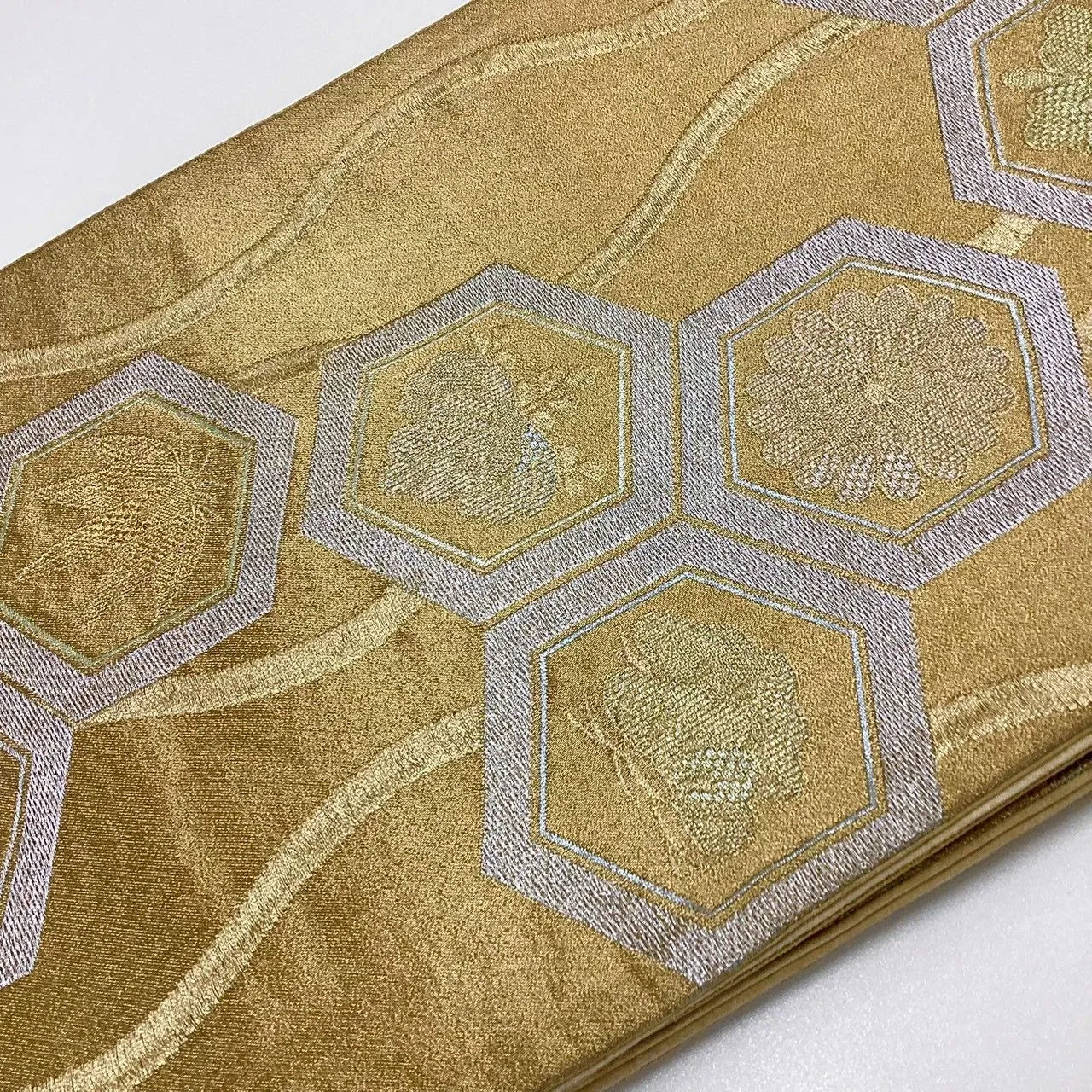 7067# Japanese Vintage Fukuro Obi Belt Kimono Fabric Silk Traditional Unfinished