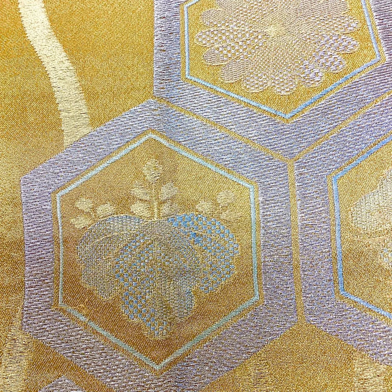 7067# Japanese Vintage Fukuro Obi Belt Kimono Fabric Silk Traditional Unfinished