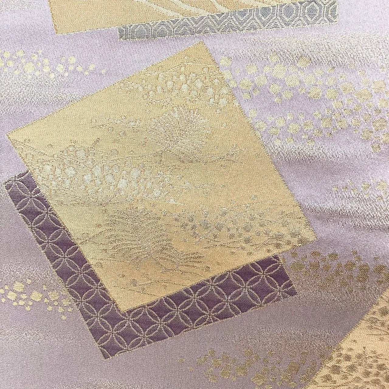 7069# Japanese Vintage Fukuro Obi Belt Kimono Fabric Silk Traditional Gold