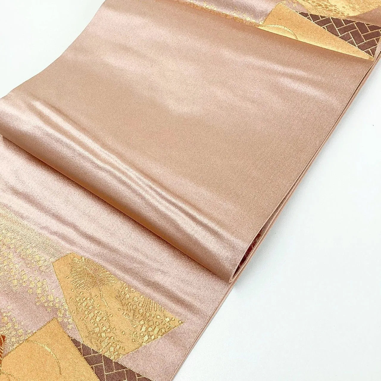 7069# Japanese Vintage Fukuro Obi Belt Kimono Fabric Silk Traditional Gold