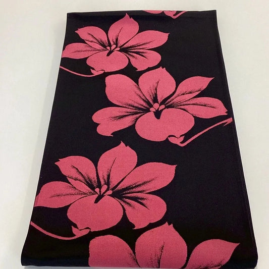 7051# Japanese Vintage Fukuro Obi Belt Kimono Fabric Silk Traditional Black