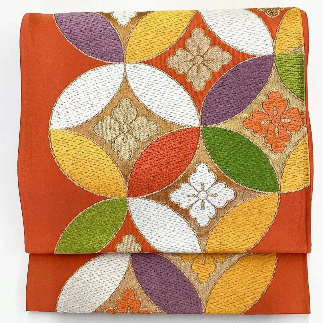 7052# Japanese Vintage Fukuro Obi Belt Kimono Fabric Silk Traditional Embroidery