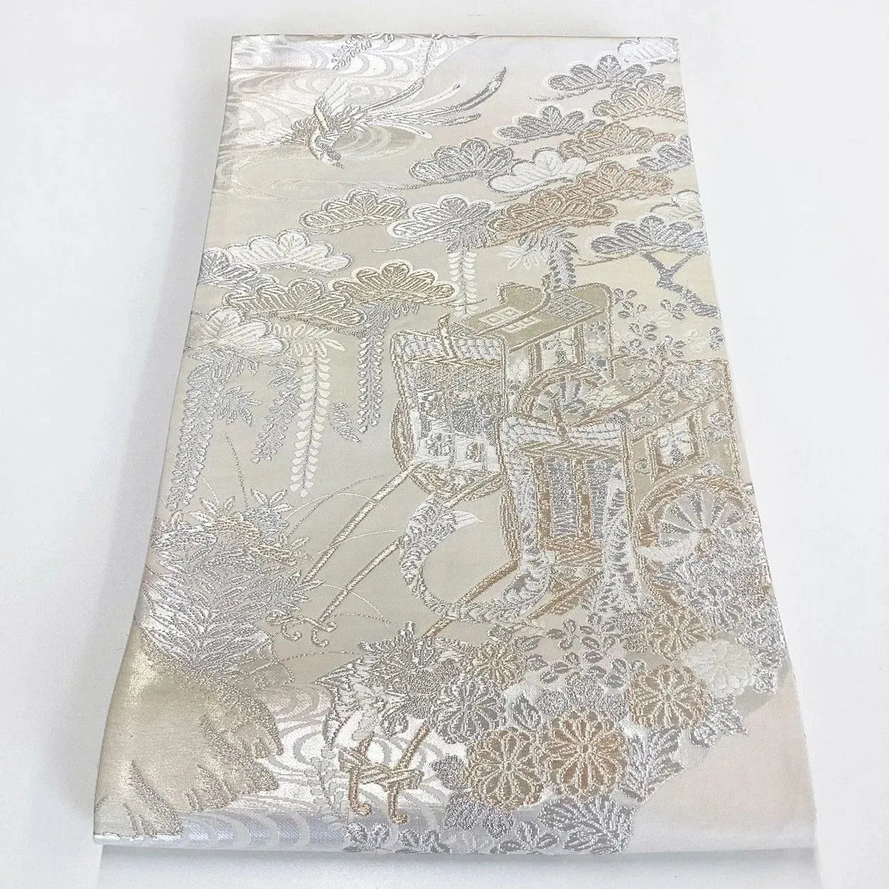 7054# Japanese Vintage Fukuro Obi Belt Kimono Fabric Silk All-over pattern　