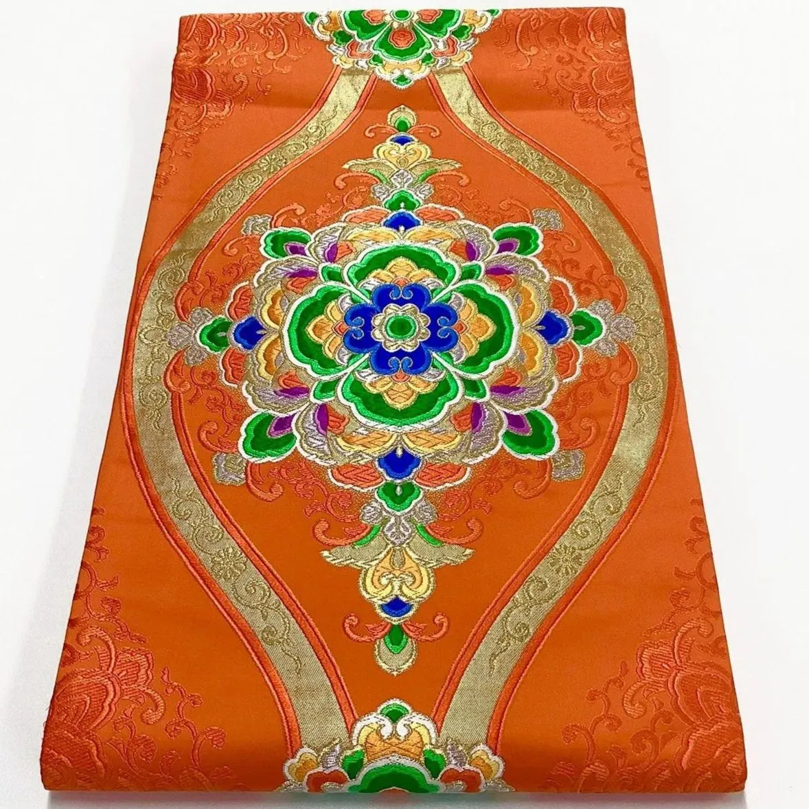 7056# Japanese Vintage Fukuro Obi Belt Kimono Fabric Silk Traditional Embroidery